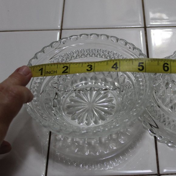 Vintage 1960's Ornate Cut Glass Bowls Condiment Serving - Picture 9 of 11